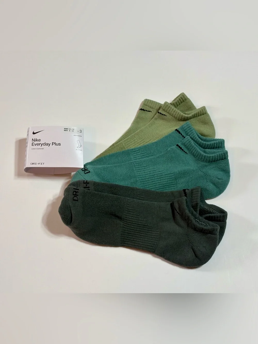 Nike dri-fit everyday plus cotton cushioned no show socks Green SX6889-935